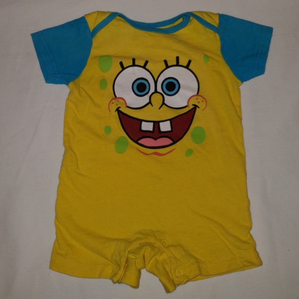 Spongebob Squarepants yellow & blue shorts onesie